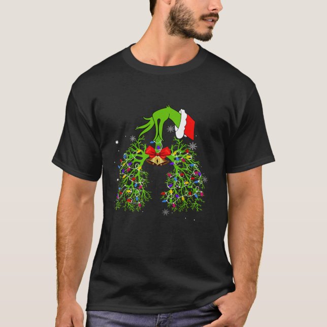 Christmas Nurse Respiratory Therapist Lung Xmas Li T-Shirt (Front)