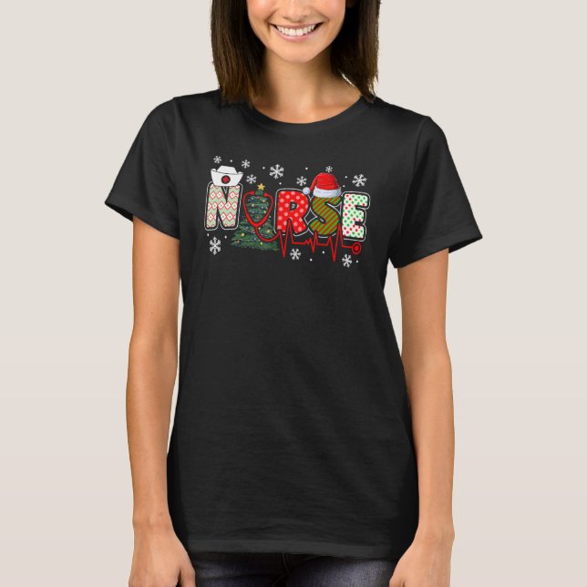 Christmas Nurse Santa Xmas Tree Nurse Hat ER ICU R T-Shirt (Front)