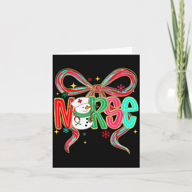 Christmas Nurse Snowman Xmas Pajamas Rn Icu Nicu E Card (Front)