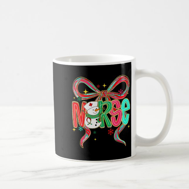 Christmas Nurse Snowman Xmas Pajamas Rn Icu Nicu E Coffee Mug (Right)