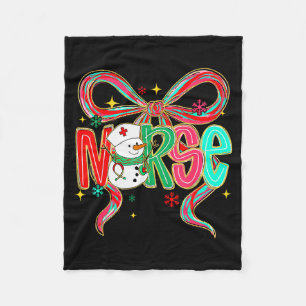 Christmas Nurse Snowman Xmas Pajamas Rn Icu Nicu E Fleece Blanket