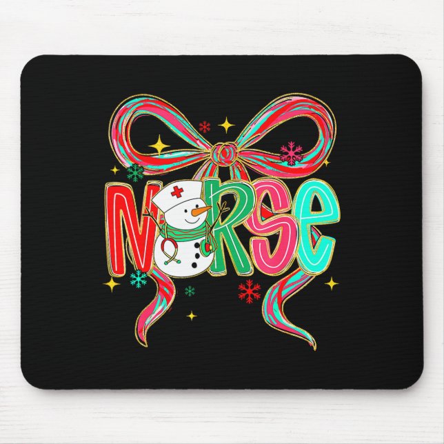 Christmas Nurse Snowman Xmas Pajamas Rn Icu Nicu E Mouse Mat (Front)
