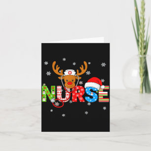 Christmas Nurse Stethoscope Santa Hat Reindeer Xma Card