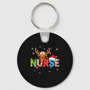 Christmas Nurse Stethoscope Santa Hat Reindeer Xma Key Ring