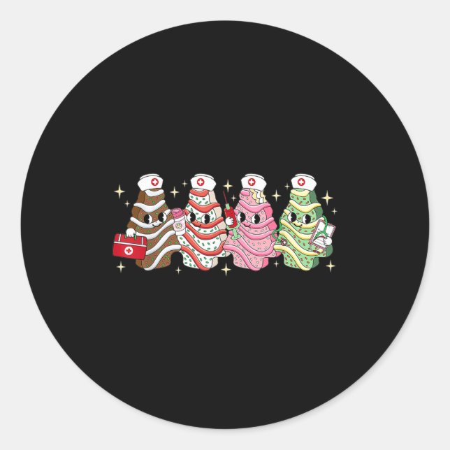 Christmas Nurse Tree Cake Emergency Christmas Rn E Classic Round Sticker (Front)
