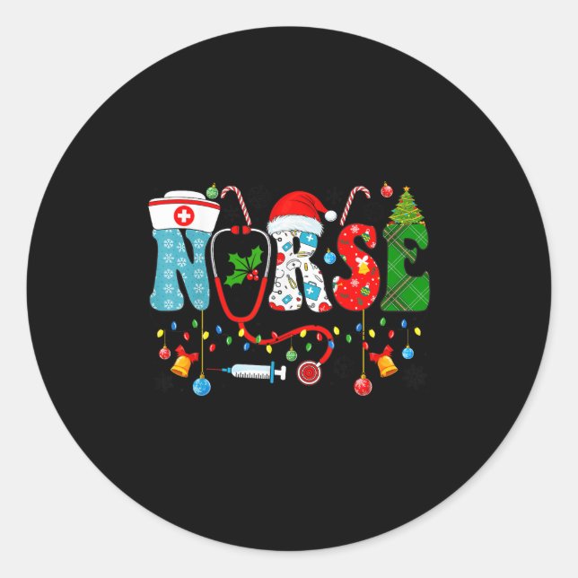 Christmas Nurse Xmas Rn Nursing Christmas Nurse Sa Classic Round Sticker (Front)