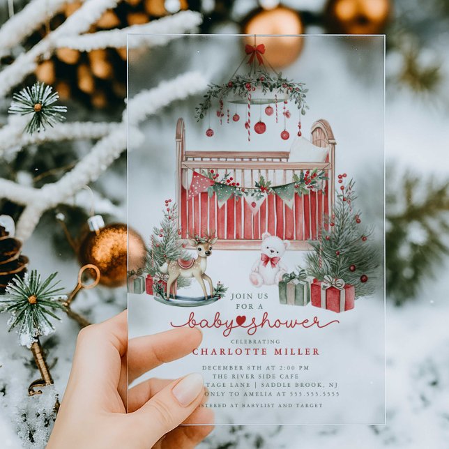 Christmas Nursery Acrylic Baby Shower Invite Invitations (Creator Uploaded)
