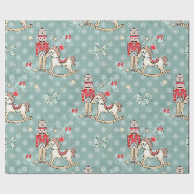 Christmas Nutcracker and rocking horse Wrapping Paper (Seam)