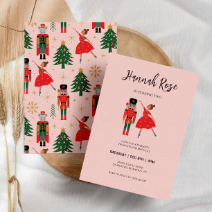 Christmas Nutcracker Ballerina Baby Girl Birthday  Invitation