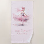 Christmas nutcracker ballerina family name beach towel<br><div class="desc">Cute Christmas nutcracker ballerina family name beach towel. Personalise name and text.</div>