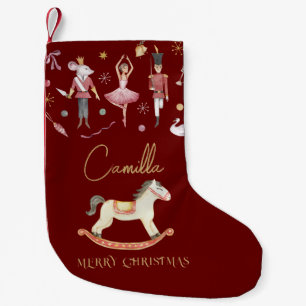 Christmas Nutcracker Ballerina Rocking Horse Kids Small Christmas Stocking