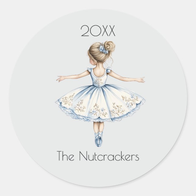 Christmas Nutcracker Ballerina Watercolor  Classic Round Sticker (Front)