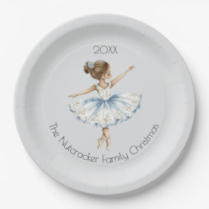 Christmas Nutcracker Ballerina Watercolor Paper Plate