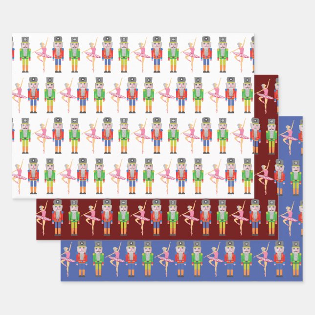 Christmas Nutcracker Ballet Dancer  Wrapping Paper Sheet (Set)