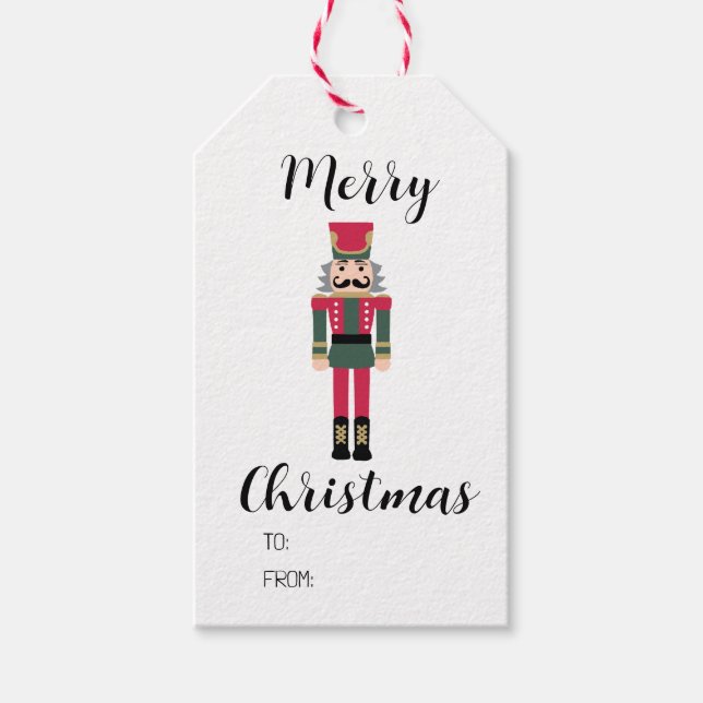 Christmas Nutcracker Ballet Illustration Gift Tag (Front)