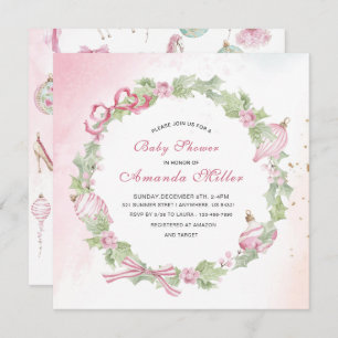 Christmas Nutcracker Ballet Pink watercoInvitation Invitation