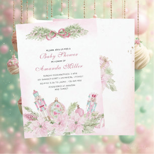 Christmas Nutcracker Ballet Pink watercoInvitation Invitation