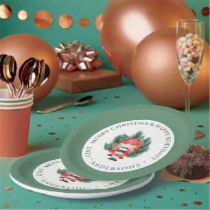 Christmas Nutcracker Bouquet Custom Green Text Paper Plate