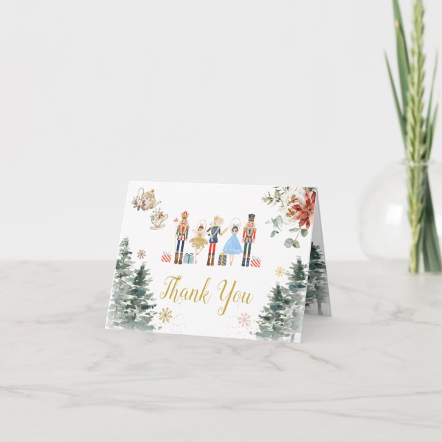 Christmas Nutcracker Bridal Shower Tea Folded Thank You Card (Front)