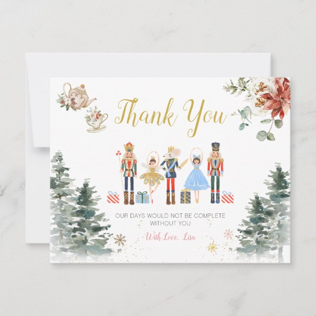 Christmas Nutcracker Bridal Shower Tea Thank You Card (Front)