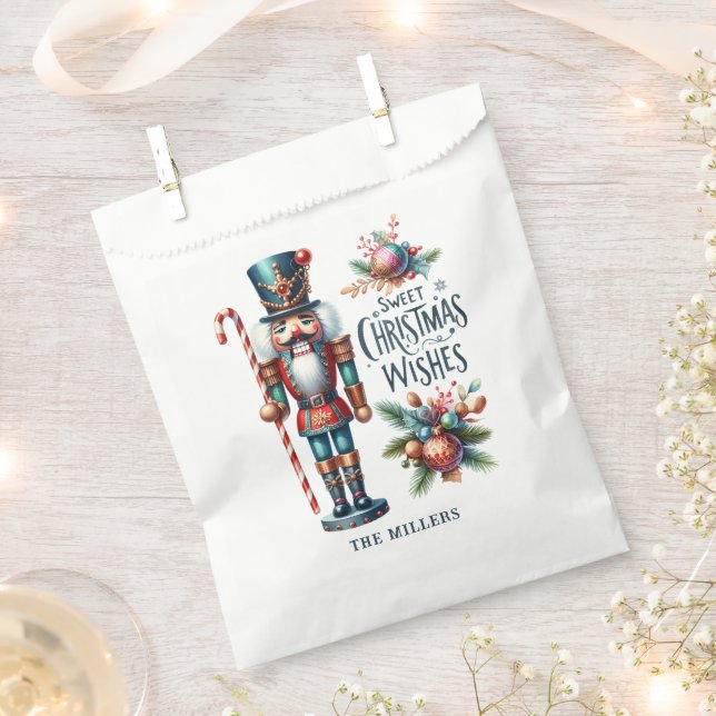 Christmas Nutcracker Candy Cane Christmas Wishes Favour Bags (Clipped)