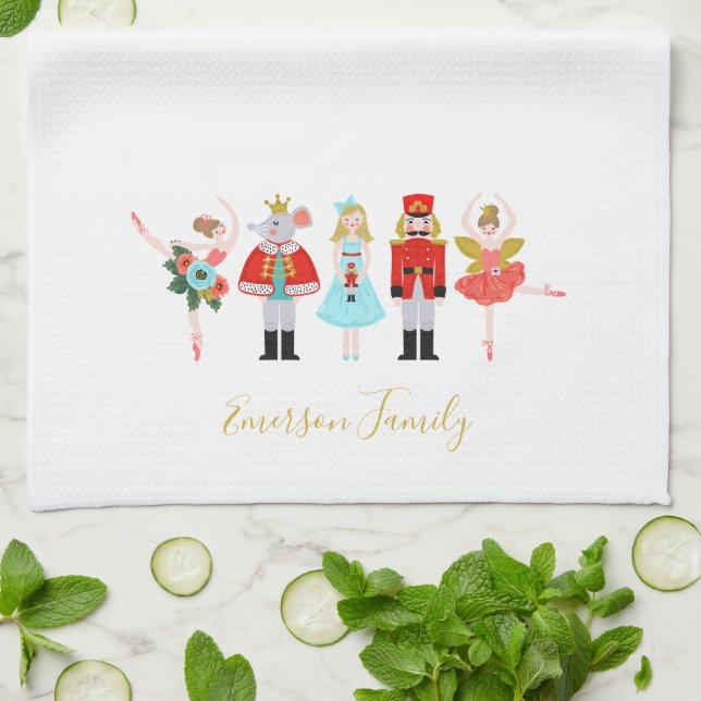 Christmas Nutcracker Character Illustrations Tea Towel (Folded)
