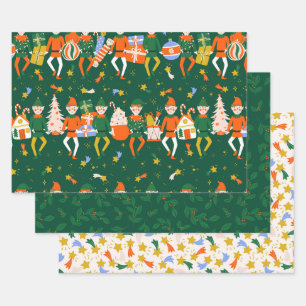 Christmas Nutcracker Characters Stars Wrapping Paper Sheet