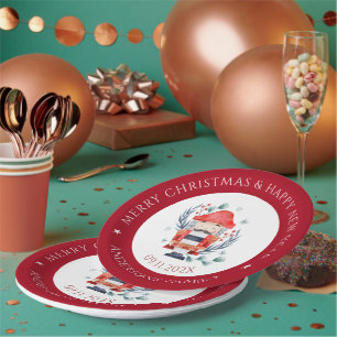 Christmas nutcracker composition red border paper paper plate