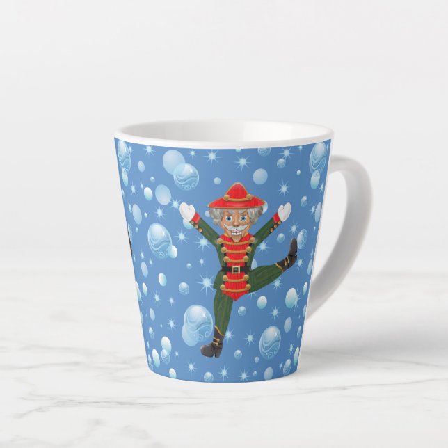 Christmas Nutcracker Dancer Rustic Wood Latte Mug (Right Angle)
