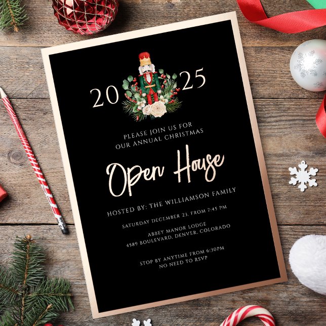 Christmas Nutcracker Family Party Script Foil Holiday Card (Christmas Nutcracker Family Party Script Foil Holiday Card)
