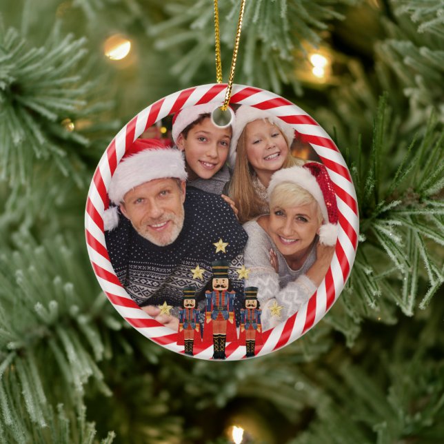 Christmas Nutcracker Family Photo Name Personalise Ceramic Tree Decoration (Tree)