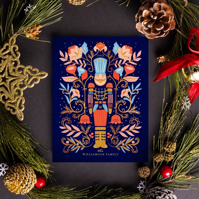 Christmas Nutcracker Floral Art & Multiple Photo Postcard (Christmas Nutcracker Floral Art & Multiple Photo Postcard)