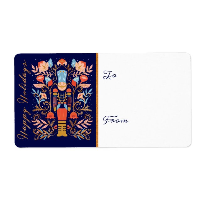 Christmas Nutcracker Floral Folk Art Deep Blue (Front)