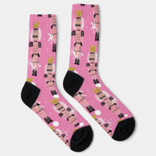 Christmas Nutcracker Hand Drawn Pink Soldier   Socks