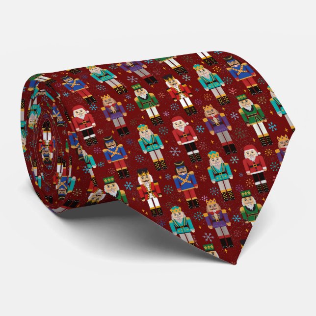 Christmas Nutcracker Holiday Pattern Neck Tie (Rolled)