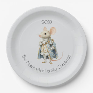 Christmas Nutcracker Mouse King Watercolor Paper Plate