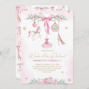 Christmas Nutcracker One DerLand pink ballet baby Invitation