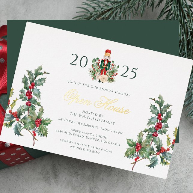 Christmas Nutcracker Open House Holiday Gold (Christmas Nutcracker Open House Holiday Gold Foil Invitation)