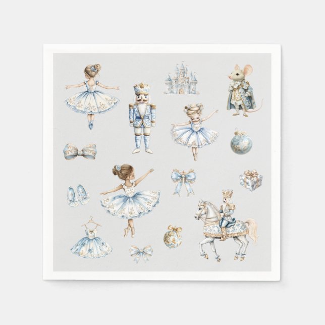 Christmas Nutcracker Pattern Watercolor Napkin (Front)