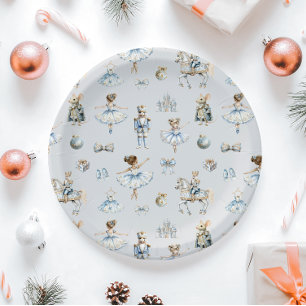 Christmas Nutcracker Pattern Watercolor Paper Plate
