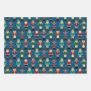 Christmas Nutcracker Pattern Wrapping Paper Sheets