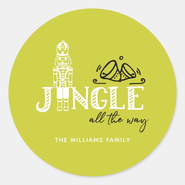 Christmas Nutcracker Personalised Joy Classic Round Sticker (Front)