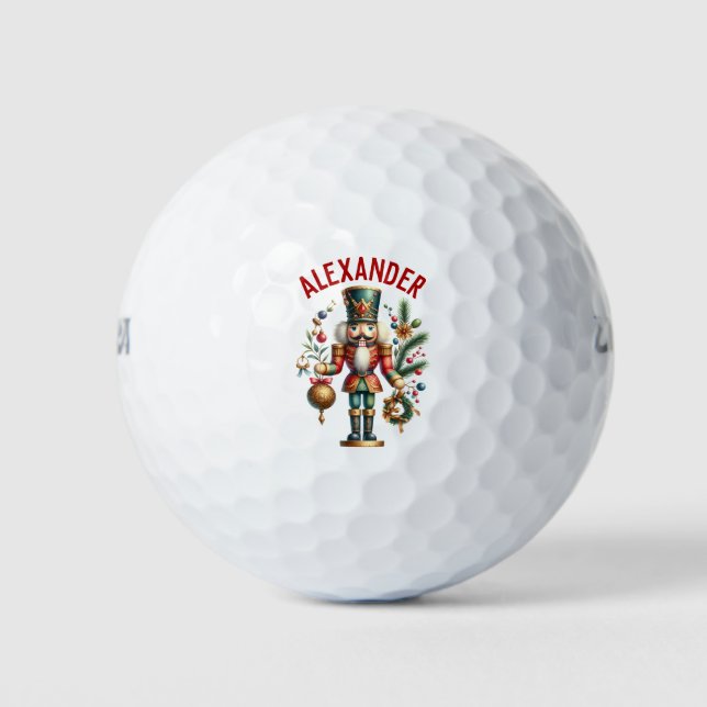 Christmas Nutcracker Personalised Name Golf Balls (Front)