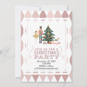 Christmas Nutcracker Pink Shapes Invitation