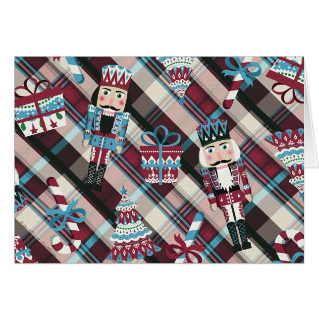 Christmas Nutcracker Plaid Blue Burgundy (Front Horizontal)