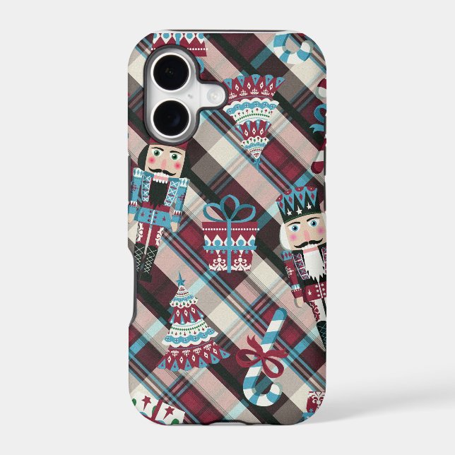 Christmas Nutcracker Plaid Blue Burgundy (Back)