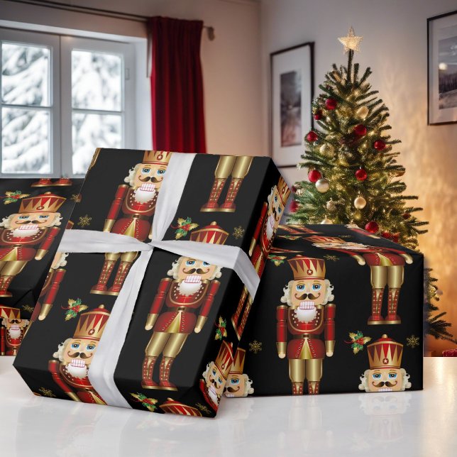 Christmas Nutcracker Red Gold & Black Wrapping Paper (Creator Uploaded)