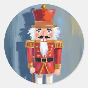 Christmas Nutcracker Red Soldier Watercolor Classic Round Sticker