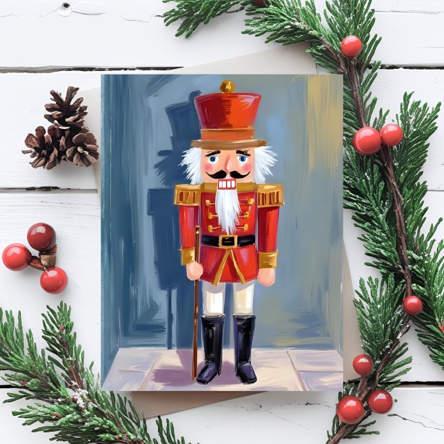 Christmas Nutcracker | Red Soldier Watercolor Holiday Postcard (Creator Uploaded)