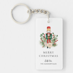 Christmas Nutcracker Script Greenery Holiday Key Ring